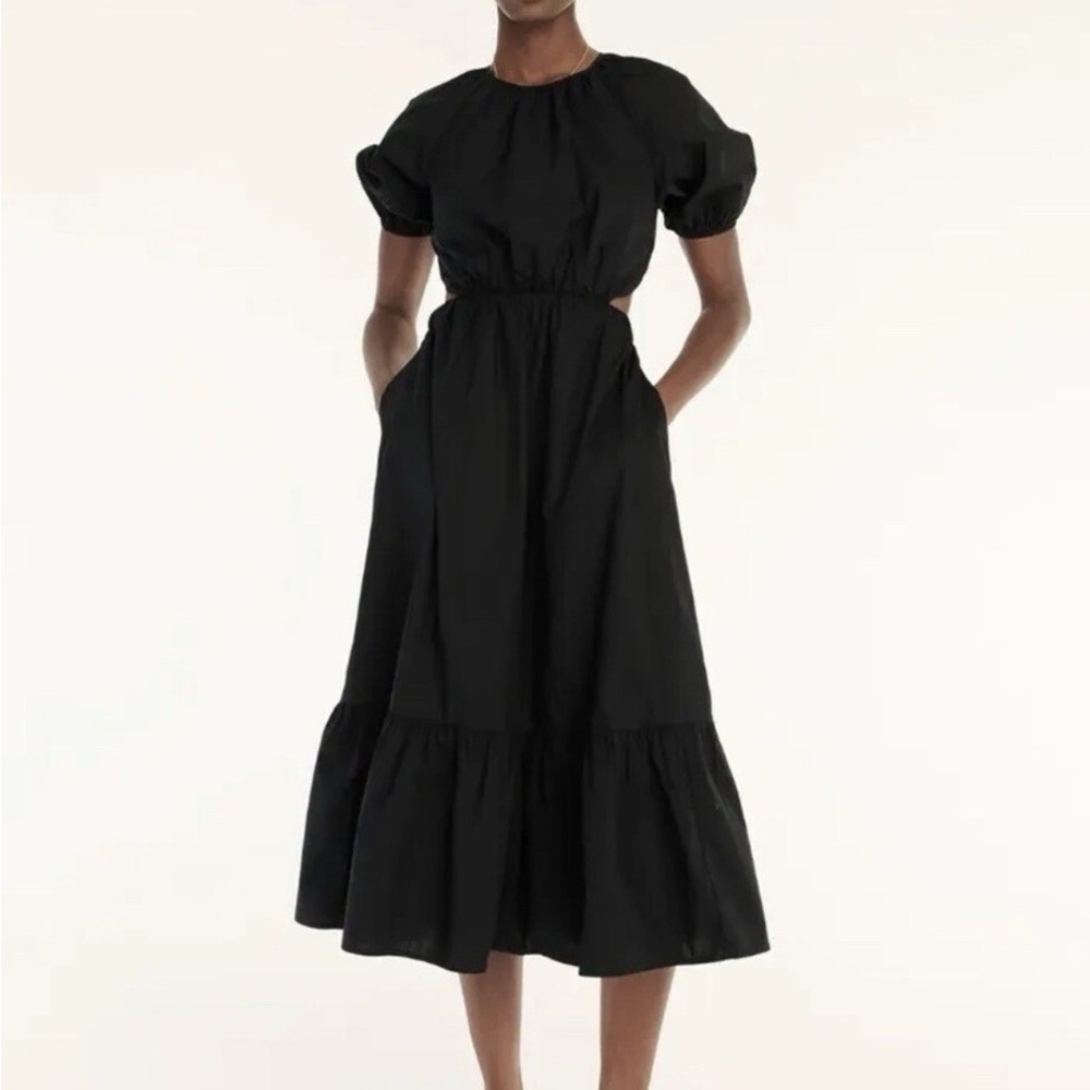 J. Crew Black Puff Sleeve Midi Dress